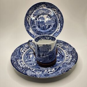 Spode Blue Italian Cup And Saucer And Desert Plate (Design C.1816)